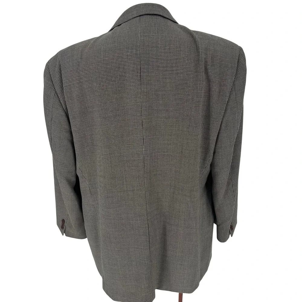 Armani Collezioni Houndstooth Wool Notched Lapel Blazer‎ 3 Button Jacket 46R